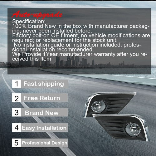 DURAFORCE Fog Lamps Assembly Passenger+Driver For 16-18 Nissan Altima 622569HS0B Front