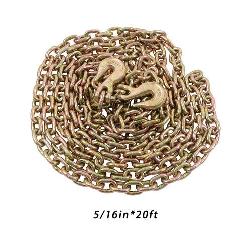 DURAFORCE 2PC 5/16" x 20' G70 Chains Tow Chain Binder Tie Down Flatbed Truck Trailer Chain
