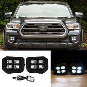 DURAFORCE For 2016-2022 2023 Toyota Tacoma 4-Eyes Style DRL LED Clear Fog lights Lamps