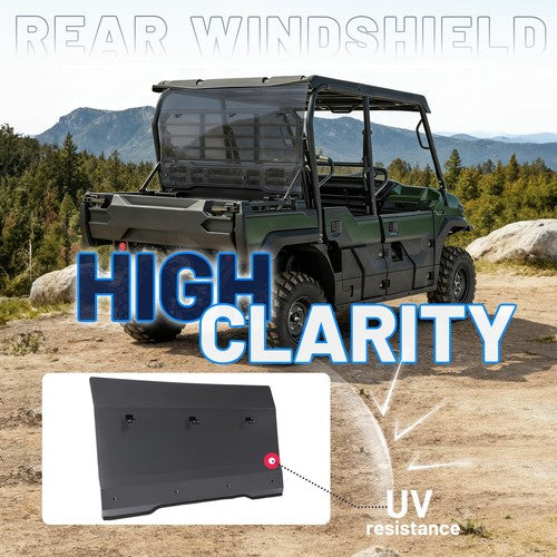 Smoked Windshield for Kawasaki Mule Pro FXT DXT Tinted Rear Windshield