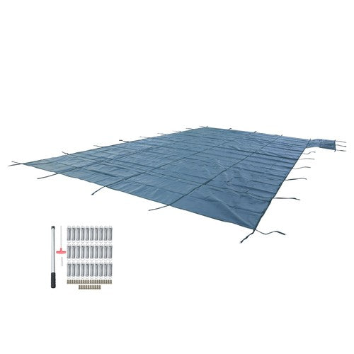 DURAFORCE Green Mesh Pool Safety Cover For 20x40 ft Rectangle with 4x8ft Center End Step