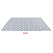 DURAFORCE 8x10ft Waterproof Outdoor Rug Outdoor Plastic Straw Rug For Camping Gray & White