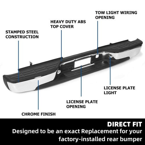 Complete Chrome Rear Bumper for 1999-2007 Chevy Silverado GMC Sierra 1500 2500