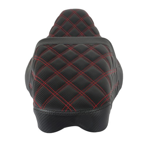DURAFORCE Step-Up Seat For Touring Road King Electra Street Glide Red Lattice Stitch US