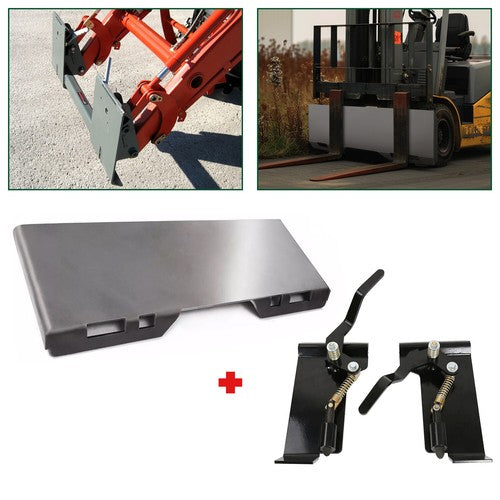 DURAFORCE 1/2" Quick Tach Attachment Mount Plate & Conversion Adapter Latch Skid Steer
