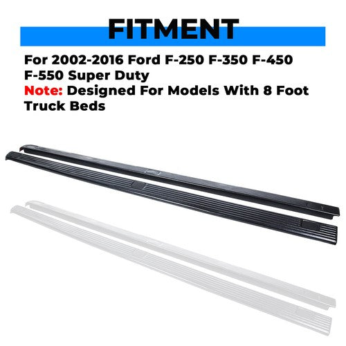 Bed Side Rail Top Molding Covers For Ford F250 F350 Super Duty 02 16 8 Ft LH RH