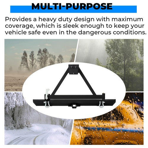 Rear Bumper With Tire Carrier D Ring For Jeep Wrangler YJ 87 96 TJ 97 06