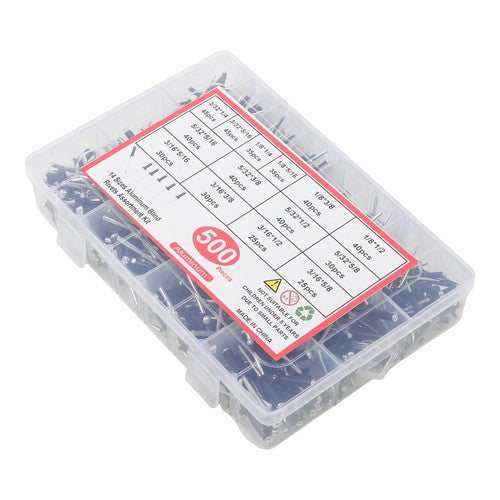 DURAFORCE For DIY USE 500 Pcs pop rivets assortment kits 3/32" 1/8" 5/32" 3/16"