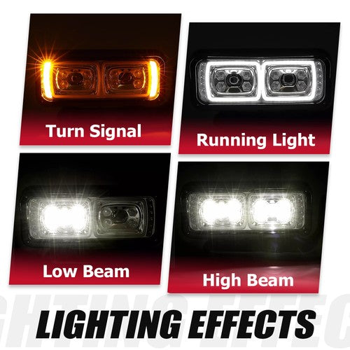 Full Led Dual Projector Headlights for Peterbilt 379 357 359 389 Truck