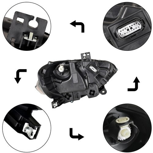DURAFORCE Black Headlight LED DRL Projector Lamp Right Side Fit For Ford Mustang 2018-2020