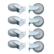 DURAFORCE 4Pcs Swivel Rubber Caster + 4 fixed wheels Total 8Pcs 5-Inch Grey Casters