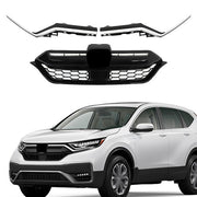 DURAFORCE For Honda CR-V 2020 2021 2022 Front Upper Grille and 2pcs Chrome Trim Plastic