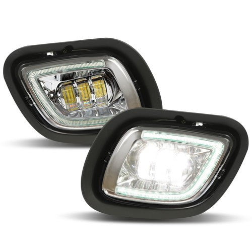 DURAFORCE Projector Fog Lights Lamp Chrome w/LED Halo Ring For Freightliner Cascadia 08-17