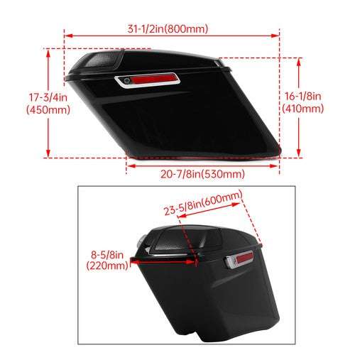DURAFORCE 4" Stretched Extended Hard Saddlebags Speaker Lid 5x7 For Harley Touring 93-13