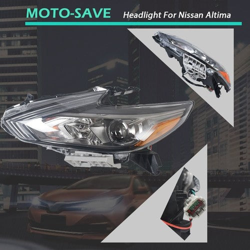 DURAFORCE For Nissan Altima 2016-2018 Headlights W/O LED DRL Black Driver Left Side LH