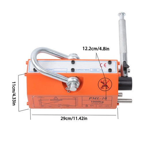 DURAFORCE 2200Lbs/1000kg Neodymium Hoist Magnetic Lifter Lifting Magnet 2 Safety Factor