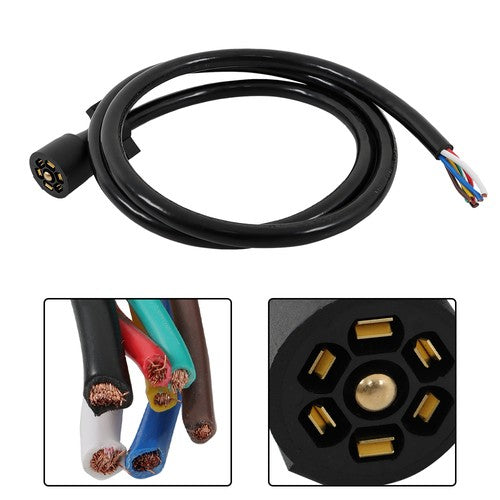 DURAFORCE 6 Feet 7-Pin 7-Way Trailer Cable Cord Wire Harness Light Plug Connector