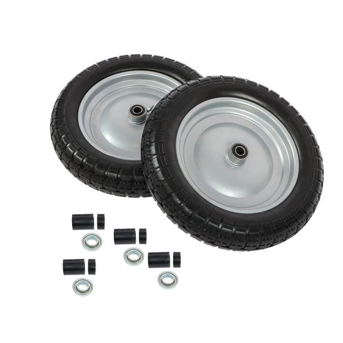 DURAFORCE 2PCS 14.5x4-8 Solid Wheels w/Toothed Tread, Silver Hub Black&Silver Replace Tire