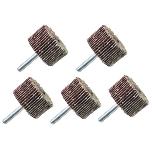 DURAFORCE 5 Pack 1-1/2" x 1" x 1/4" Shank Mounted Flap Wheels 60 Grit Aluminum Oxide
