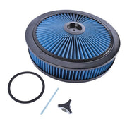 DURAFORCE 14" x 3" Blue Air Cleaner Set Super Flow Washable Blue Extraflow for Chevy Ford