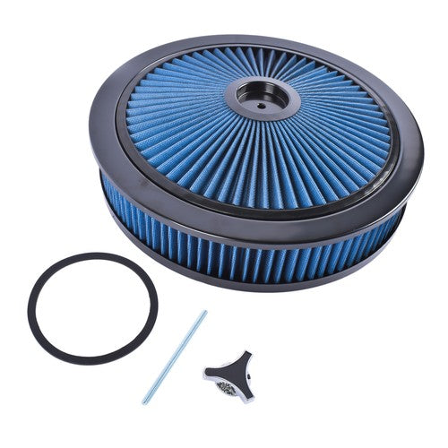 DURAFORCE 14" x 3" Blue Air Cleaner Set Super Flow Washable Blue Extraflow for Chevy Ford