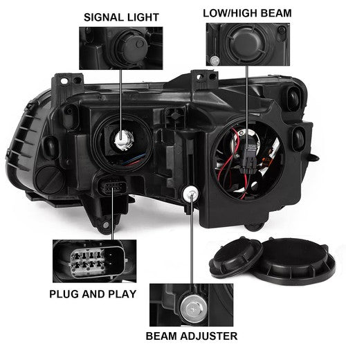 For 2011 2023 Chrysler 300 Black LED DRL Projector Headlights with Bulbs Left Right