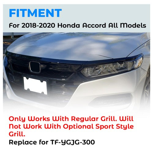 Glossy Black Front Grille Lip Cover Moulding Trim for Honda Accord 2018-2020