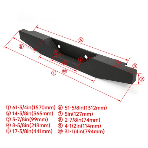 1993-2011 Ford Ranger Pickup Rear Step Bumper Powder Coated Heavy Duty Steel