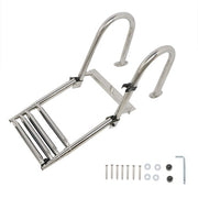 DURAFORCE New Stainless Steel Telescoping Boat Ladder 4 Step Foldable Hand armrest
