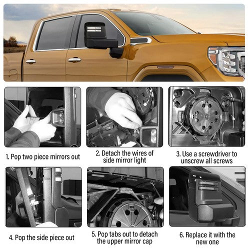 Side Mirror Cover Caps for Chevy Silverado GMC Sierra HD 2500 3500 2020-2023 24