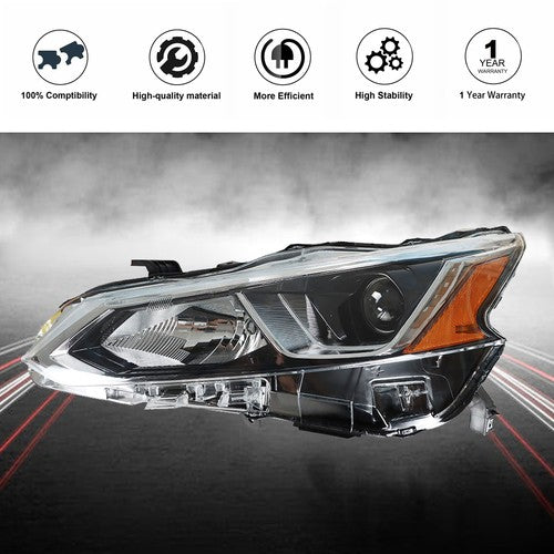 DURAFORCE Left/Driver SIde Headlight Assembly Set Halogen Fit For 2019 2020 Nissan Altima