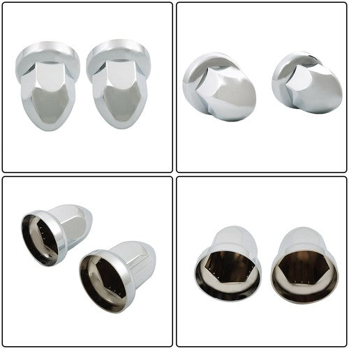 DURAFORCE 40pcs ABS Chrome 33mm Push-on Bullet Flanged Lug Nut Covers for Semi Trucks