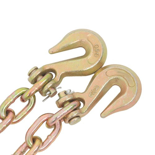 DURAFORCE 2pcs Transport Bundle Chain Steel Gold 7100lbs G80 3/8in×20ft Heavy Duty W/Hooks