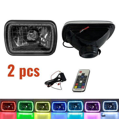 DURAFORCE 7X6" 5x7 7 Colors Change RGB LED Halo Headlights Lamps Driver & Passenger Side