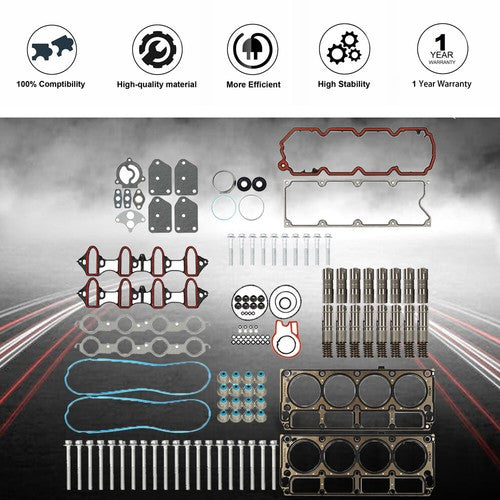 DURAFORCE Head Gasket Set Bolts Lifters For GMC Buick Cadillac Chevrolet Tahoe Silverado
