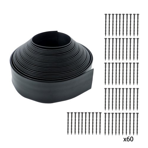DURAFORCE 60pcs Anchoring Spik L-shaped 60FT Garden Edge Lawn Grass Stone Isolation Strip