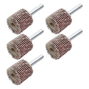 DURAFORCE 5 Pack 1" x 1" x 1/4" Shank Mounted Flap Wheels 80 Grit Aluminum Oxide