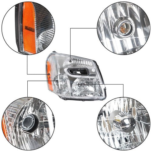 DURAFORCE Headlight Fit For Chevy Equinox 2005-2009 Headlamps Passenger Side Clear Housing