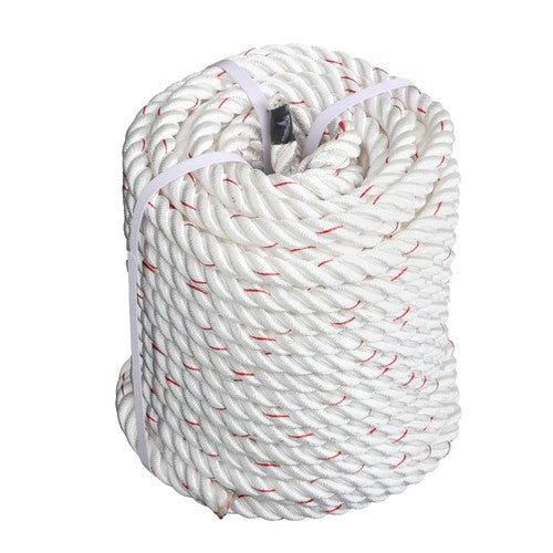 DURAFORCE 3/4IN x120FT High Strength Braided Rope Breaking Strength 2038 Pounds White Red