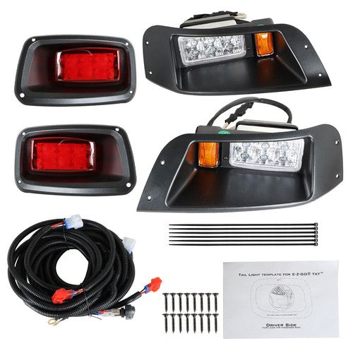 DURAFORCE For EZGO TXT Golf Cart Gas&Electric 12V LED Headlight & Tail Light Kit W/ Wire