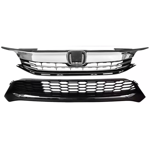 DURAFORCE Front Upper Lower Grille LED Fog Lights Set for 2016 2017 for Honda Accord