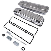 DURAFORCE Retro Finned Polished Aluminum Short Valve Covers Fits 1958-86 SBC Chevy 350 400