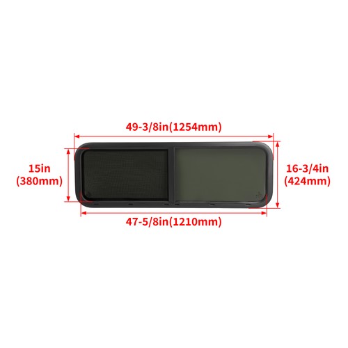 DURAFORCE 48" x 15" Horizontal Window Sliding RV Window w/Trim For Camper Cargo Trailer
