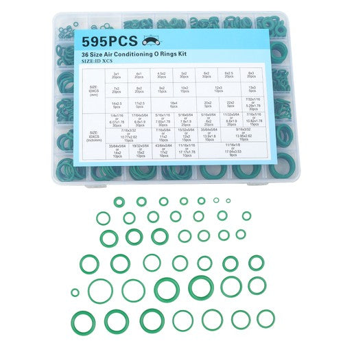 DURAFORCE 595 Pcs Metric/SAE AC O-Ring Assortment Kit 36 Size Seals 3-22mm