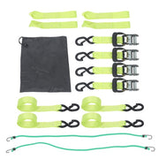 DURAFORCE 4-Pack 1.6"x8' Green Ratchet Straps Kit 5,208lb Break Strength w/ Safety S Hooks