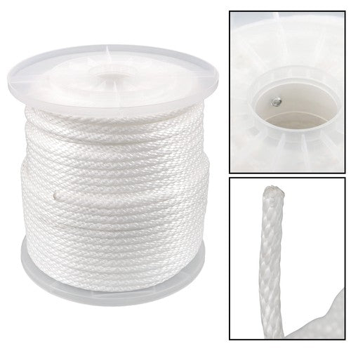 DURAFORCE 5/16 Inch 250ft White Nylon Solid Braid Rope | High UV & Abrasion Resistance