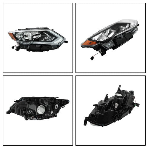DURAFORCE Headlight Replacement For Nissan Rogue 2017 2018 2019 Right Side Chrome Housing