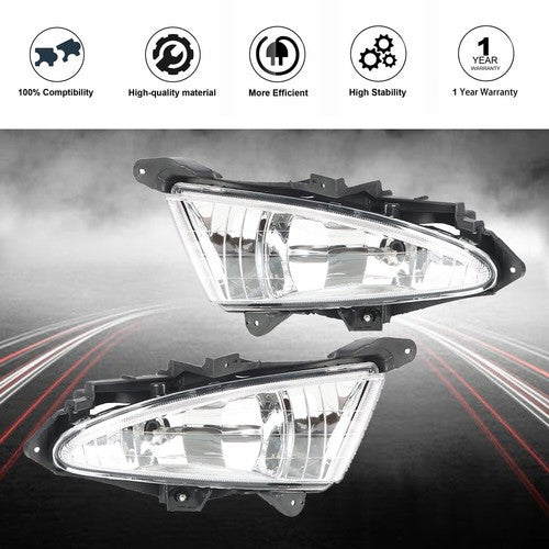 DURAFORCE Switch Bulbs Bezel Wire Harness Black Fog Light Kit For 07-10 Hyundai Elantra