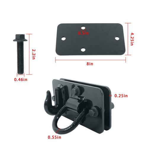 DURAFORCE 2 Pack Tractor Bucket Hooks with Tie down Ring, Grade 70 Forged Steel Black
