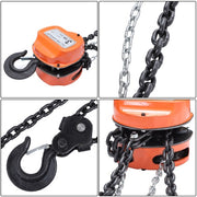 DURAFORCE Hand Chain Hoist Steel 3Ton/6600 Lbs10ft/3m 360° swivel hook 1m lifting strap
